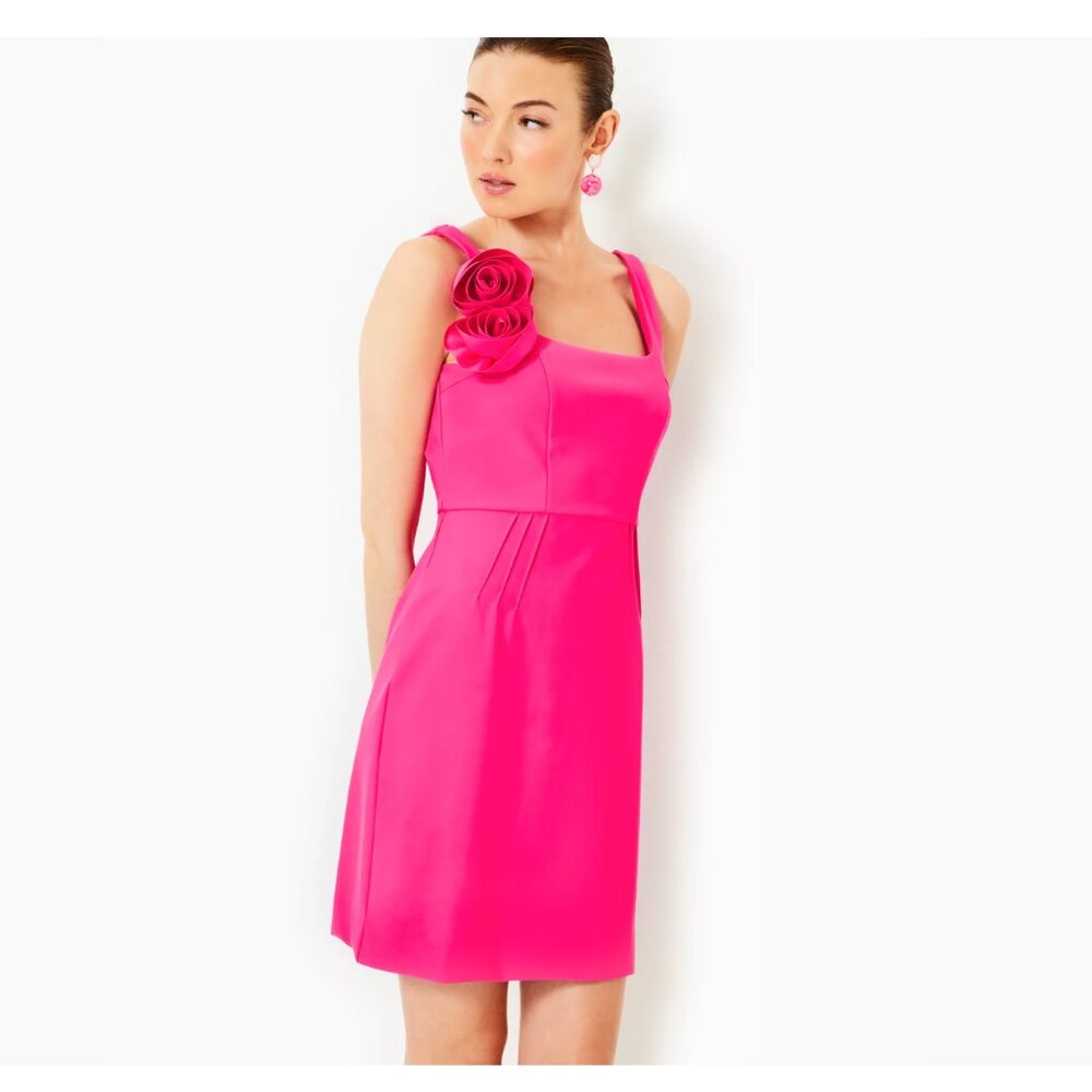 NWT Lilly Pulitzer Jade Rosette Dress Passion Fruit Pink Size 4